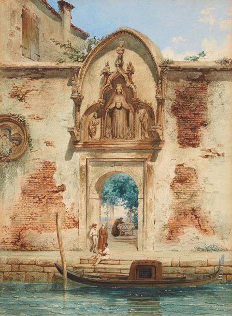 Franz Heinrich - Venezianische Ansicht mit Portal und Gondel