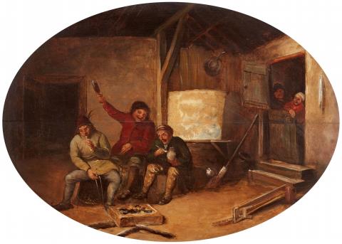 Pieter de Bloot - Stubeninterieur mit trinkenden Bauern