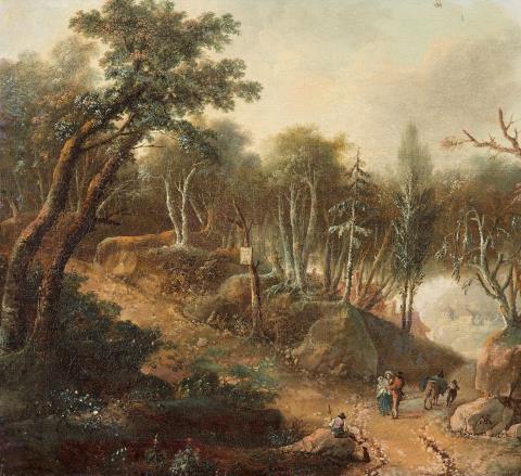 Johann Heinrich Ramberg - Wooded Landscape with a busy Road