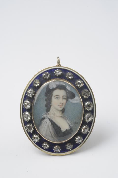 Gervase Spencer - An 18k red gold pendant with a portrait miniature