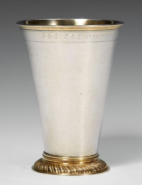 Johann Christian Henck - A Riga parcel gilt silver beaker. Marks of Johann Christian Henck, ca. 1770.