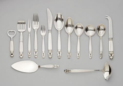 A Copenhagen silver cutlery set No. 62. Manufactory mark of Georg Jensen after 1945.