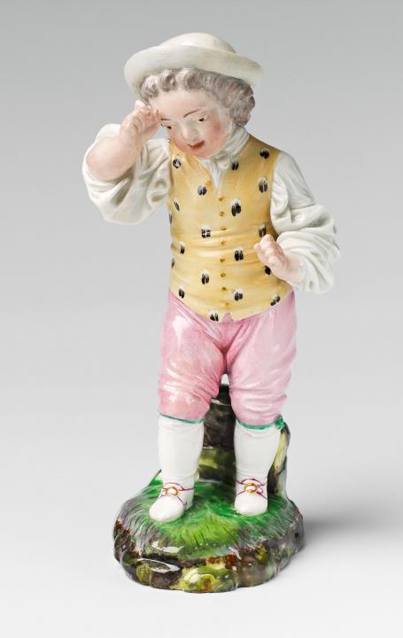 A Höchst porcelain figure of an angered boy