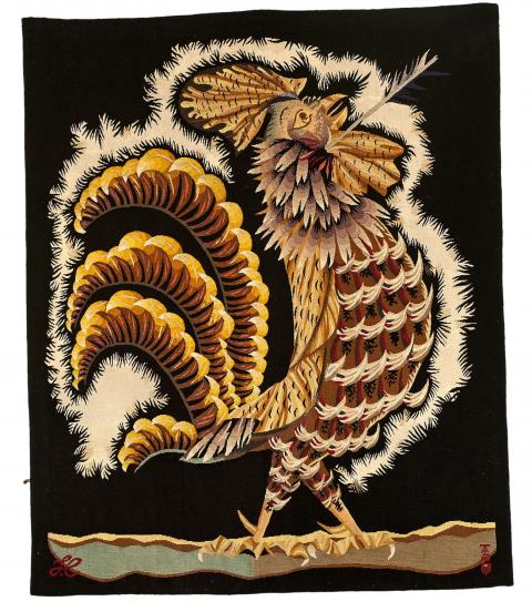 Jean Lurçat - An Aubusson woolen tapestry "Le coq percé d'une flêche"