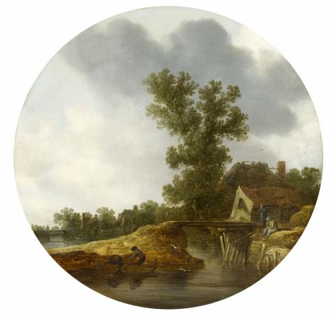 Jan van Goyen - Flusslandschaft mit Fischern und Bauernhaus