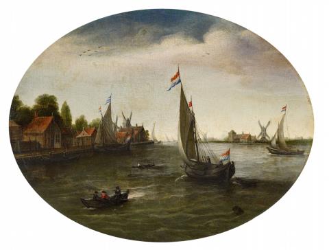 Justus de Verwer - River Landscape with Sailing Boats