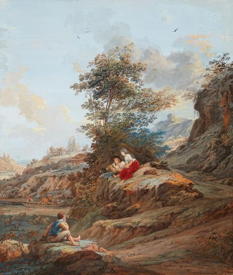 Henry-Joseph van Blarenberghe - Arkadische Landschaft mit Schäferpaar