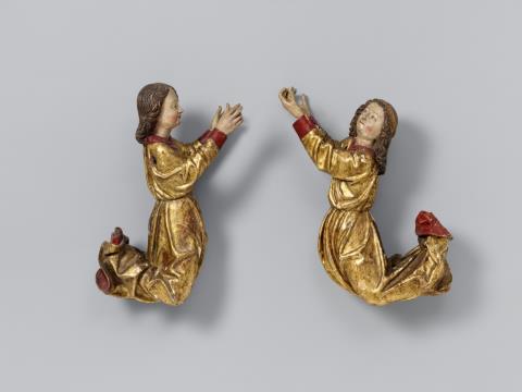 West Germany - A pair of carved wooden angels, probably West German, second half 15th century