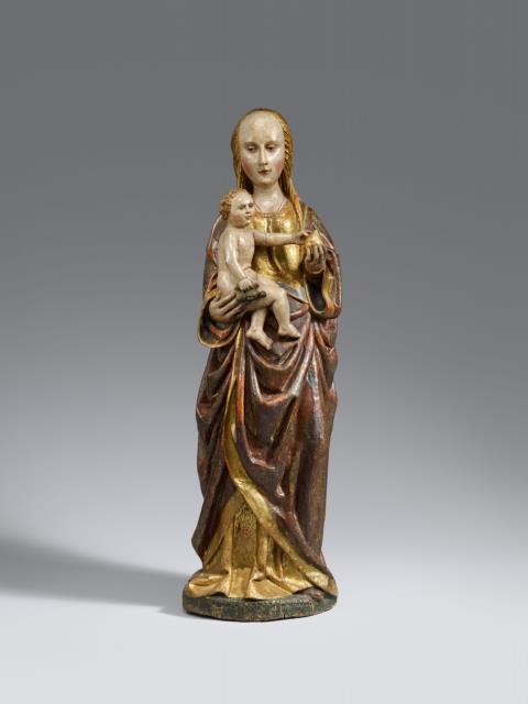 Spain late 15th century - A late 15th century Spanish carved wooden figure of the Virgin and Child