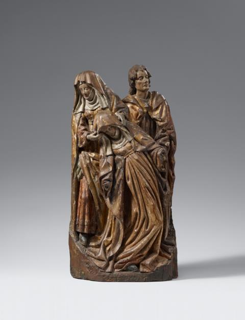 Probably Flemish late 15th century - A carved wood group of mourners from a crucifixion scene, probably Flemish, late 15th century