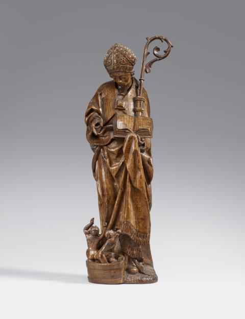  Netherlands - A Netherlandish carved wooden figure of Saint Nicholas, circa 1510