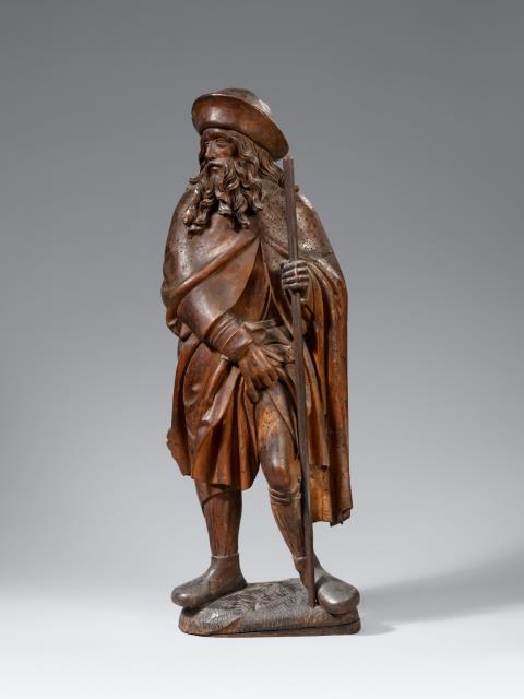  Central Germany - An early 16th century carved wooden figure of Saint Roch, probably Central Germany