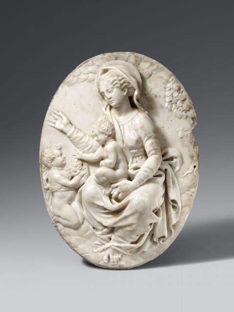 Northern Italy - A 16th century North Italian marble relief of the Virgin and Child with Saint John