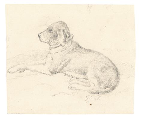 Carl Philipp Fohr - His Dog Grimsel Horse Studies on Verso