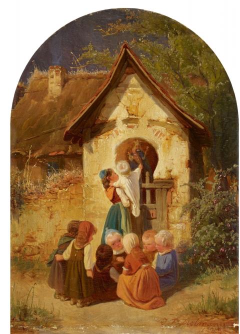 Jakob Fürchtegott Dielmann - Children by a Chapel