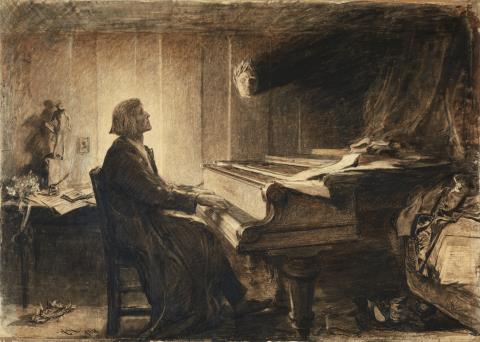 Sir Hubert von Herkomer - Franz Liszt at a Piano