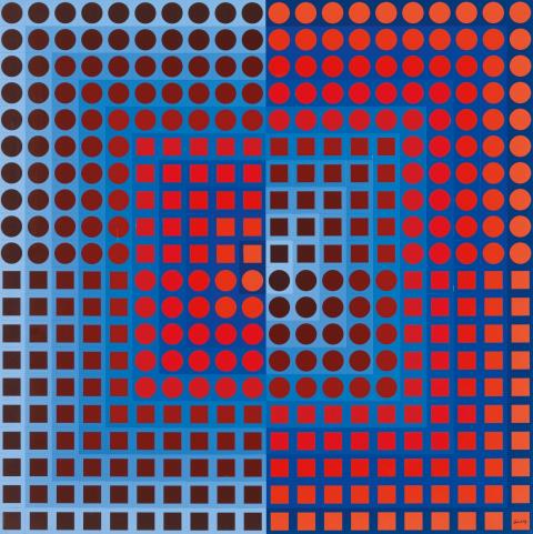 Victor Vasarely - Zoeld I (Blue/Red)