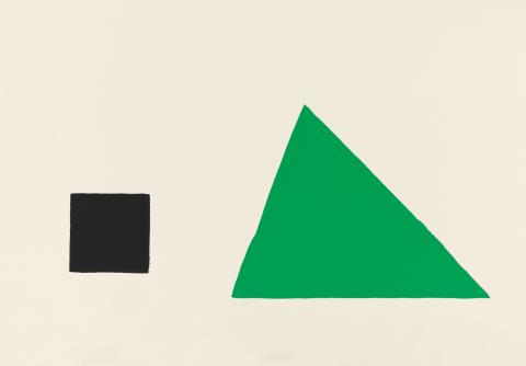 Blinky Palermo - Schwarzes Quadrat und grünes Dreieck