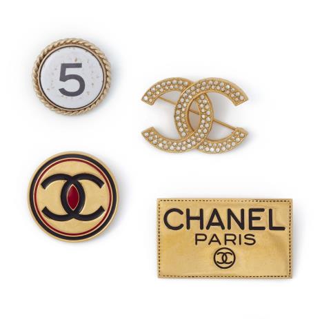  Chanel - Four Chanel logo pin brooches, 1980s - 2004