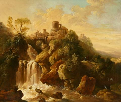 Christian Wilhelm Ernst Dietrich - The Waterfalls of Tivoli with the Temple of Vesta