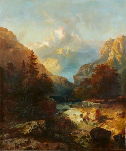Hermann Wilhelm Cellarius - View of the Snow-Capped 'Jungfrau' Mountain in the Bern Alps