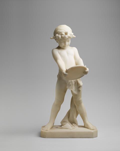 Fritz Heinemann - A small white Carrara marble figure of Narcissus by Fritz Heinemann