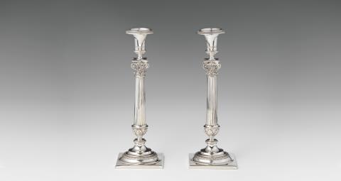 Heinrich Friedeberg - A pair of Berlin silver candlesticks