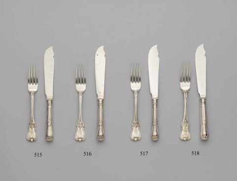 Gebrüder Friedländer - A set of Berlin silver fish cutlery made for William II