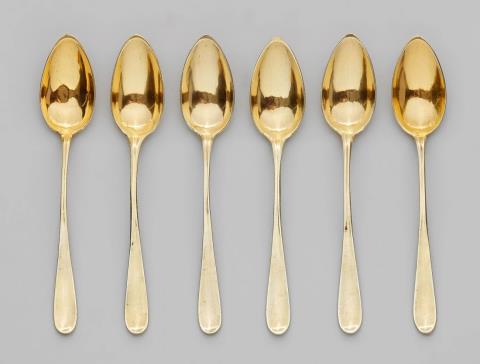 Balthasar Friedrich Stenglin - Six Augsburg silver gilt coffee spoons