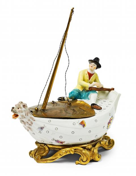  Volkstedt - A rare porcelain spice dish formed as a ship