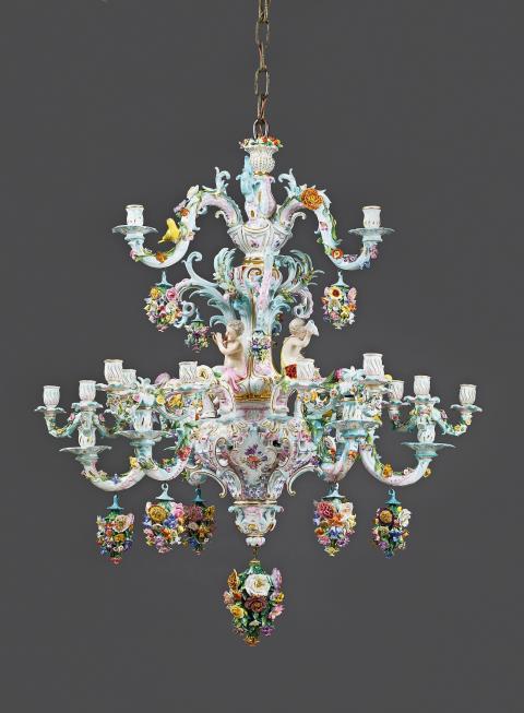 Johann Joachim Kaendler - A Meissen porcelain chandelier