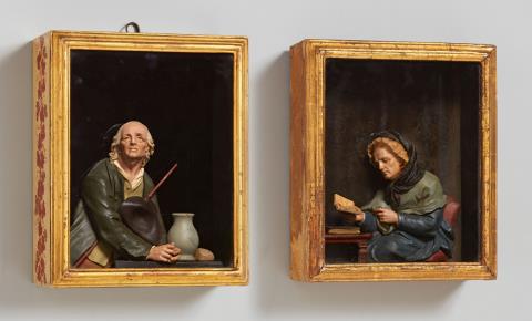 Caspar Bernhard Hardy - Two wax bosses in giltwood frames