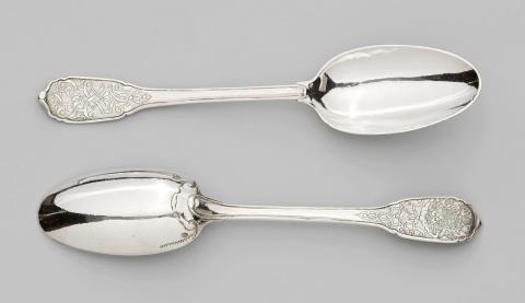 Franz Thaddäus Lang - A pair of Augsburg silver spoons made for Reichabt Konstantin Müller von Salem