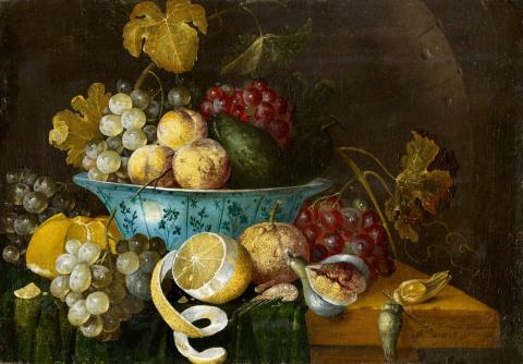 Thomas Mertens - Still Life with a Wan-Li Dish, Fruit, and Bread