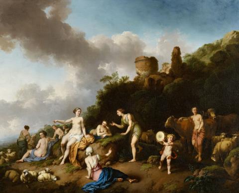 Christian Wilhelm Ernst Dietrich - A Landscape with Diana and Nymphs