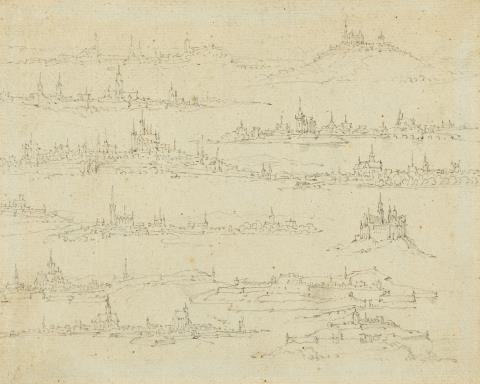 Adam Frans van der Meulen - Sketches of Various City Panoramas