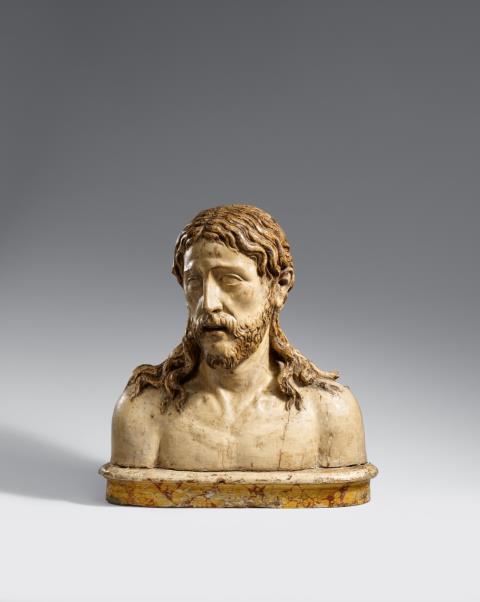  Florence - A presumably Florentine carved wooden figure of Christ as the Man of Sorrows, mid-15th century