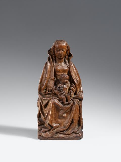  Brussels - A carved wooden figure of the Virgin Enthroned, Brussels, circa 1480/1490