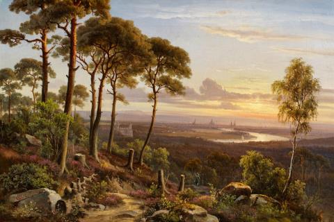 Anton Castell - Forest Landscape with a View of Dresden and the Elbe