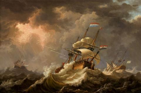 Johannes Herman Barend Koekkoek - Ships on Rough Seas