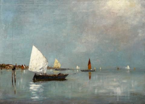 Pietro Fragiacomo - Sailing Ships on the Lagoon