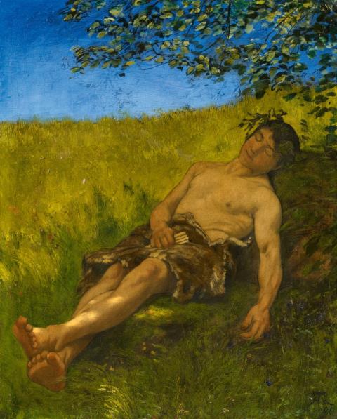 Hans Thoma - A Sleeping Shepherd