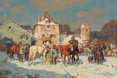 Wilhelm Velten - The Marketplace The Riders' Departure