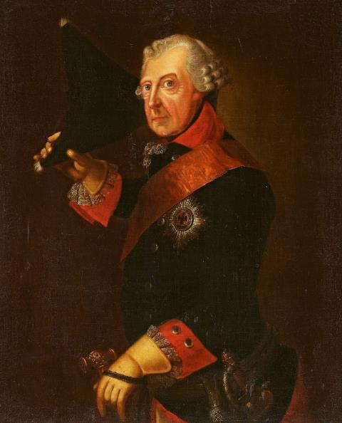 Johann Heinrich Christian Franke - Portrait of King Frederick II of Prussia Doffing his Hat