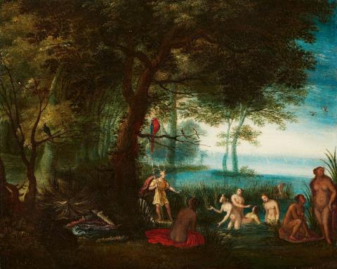 Adriaen van Stalbemt - Wooded Landscape with Diana and Actaeon