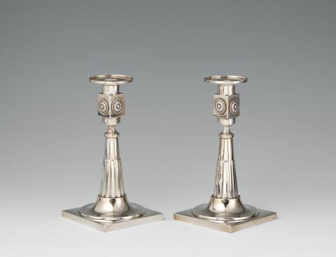 Friedrich Jakob Biller - A pair of Augsburg silver candlesticks
