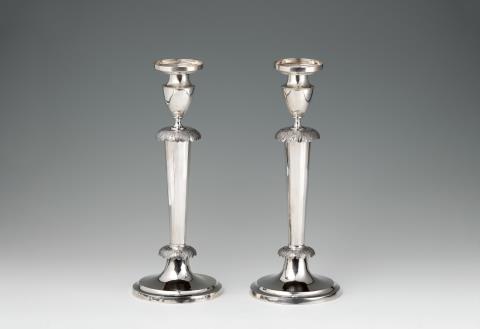 Johann Martin Schott - A pair of Neoclassical silver candlesticks