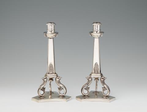 Friedrich August Pohle - A pair of Weißenfels silver candelabra
