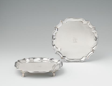 A pair of George II silver salvers