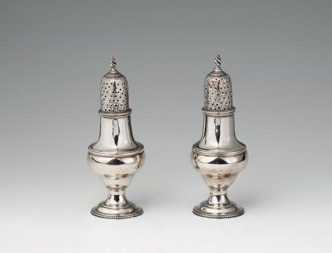 A pair of George III silver spice cruets